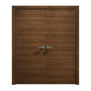 Interior Solid French Double Doors 36 x 80 inches | Ego 5000 Cognac Oak | Wood Interior Solid Panel Frame | Closet Bedroom Modern Doors