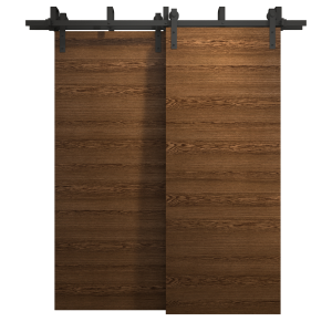 Sliding Closet Barn Bypass Doors 36 x 80 inches | Ego 5000 Cognac Oak | Modern 6.6ft Rails Hardware Set | Wood Solid Bedroom Wardrobe Doors