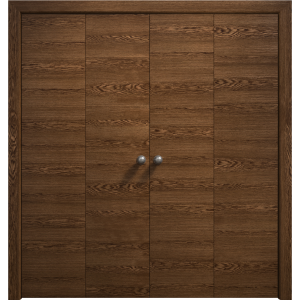 Sliding Closet Double Bi-fold Doors 72 x 80 inches | Ego 5000 Cognac Oak | Sturdy Tracks Moldings Trims Hardware Set | Wood Solid Bedroom Wardrobe Doors