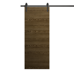 Modern Barn Door 18 x 80 inches | Ego 5000 Marble Oak | 6.6FT Rail Track Heavy Hardware Set | Solid Panel Interior Doors