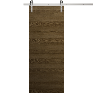 Modern Barn Door 18 x 80 inches | Ego 5000 Marble Oak | 6.6FT Silver Rail Track Heavy Hardware Set | Solid Panel Interior Doors