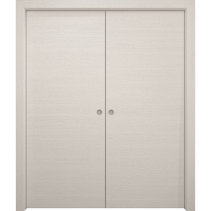 Sliding French Double Pocket Doors 36 x 80 inches | Ego 5000 Painted White Oak | Kit Rail Hardware | Solid Wood Interior Bedroom Modern Doors