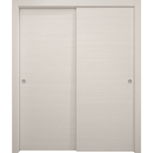 Sliding Closet Bypass Doors 36 x 80 inches | Ego 5000 Painted White Oak | Rails Hardware Set | Wood Solid Bedroom Wardrobe Doors