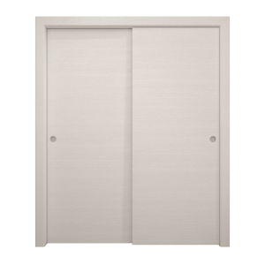 Sliding Closet Bypass Doors 36 x 80 inches | Ego 5000 Painted White Oak | Rails Hardware Set | Wood Solid Bedroom Wardrobe Doors