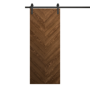 Modern Barn Door 18 x 80 inches | Ego 5005 Cognac Oak | 6.6FT Rail Track Heavy Hardware Set | Solid Panel Interior Doors