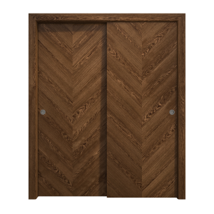 Sliding Closet Bypass Doors 36 x 80 inches | Ego 5005 Cognac Oak | Rails Hardware Set | Wood Solid Bedroom Wardrobe Doors