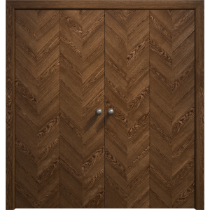 Sliding French Double Pocket Doors 36 x 80 inches | Ego 5005 Cognac Oak Veneer | Kit Rail Hardware | Solid Wood Interior Bedroom Modern Doors