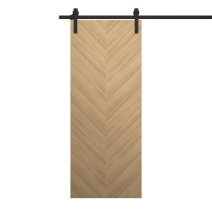 Modern Barn Door 18 x 80 inches | Ego 5005 Natural Oak | 6.6FT Rail Track Heavy Hardware Set | Solid Panel Interior Doors