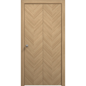 Sliding Closet Bi-fold Doors 36 x 80 inches | Ego 5005 Natural Oak | Sturdy Tracks Moldings Trims Hardware Set | Wood Solid Bedroom Wardrobe Doors