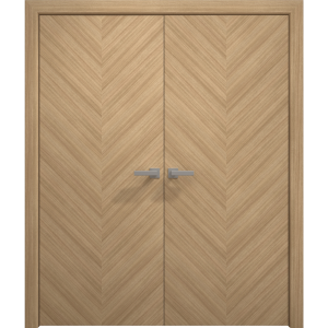 Interior Solid French Double Doors 36 x 80 inches | Ego 5005 Natural Oak | Wood Interior Solid Panel Frame | Closet Bedroom Modern Doors