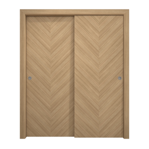 Sliding Closet Bypass Doors 36 x 80 inches | Ego 5005 Natural Oak | Rails Hardware Set | Wood Solid Bedroom Wardrobe Doors