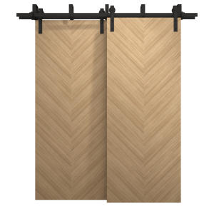 Sliding Closet Barn Bypass Doors 36 x 80 inches | Ego 5005 Natural Oak | Modern 6.6ft Rails Hardware Set | Wood Solid Bedroom Wardrobe Doors