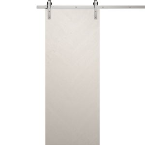 Modern Barn Door 18 x 80 inches | Ego 5005 Painted White Oak | 6.6FT Silver Rail Track Heavy Hardware Set | Solid Panel Interior Doors