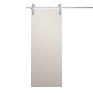 Modern Barn Door 18 x 80 inches | Ego 5005 Painted White Oak | 6.6FT Silver Rail Track Heavy Hardware Set | Solid Panel Interior Doors