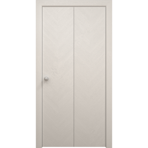Sliding Closet Bi-fold Doors 36 x 80 inches | Ego 5005 Painted White Oak | Sturdy Tracks Moldings Trims Hardware Set | Wood Solid Bedroom Wardrobe Doors