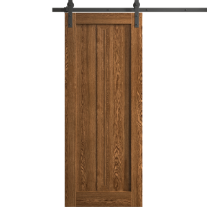 Modern Barn Door 18 x 80 inches | Ego 5006 Cognac Oak | 6.6FT Rail Track Heavy Hardware Set | Solid Panel Interior Doors