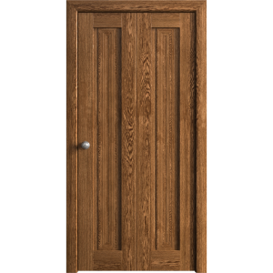 Sliding Closet Bi-fold Doors 36 x 80 inches | Ego 5006 Cognac Oak | Sturdy Tracks Moldings Trims Hardware Set | Wood Solid Bedroom Wardrobe Doors