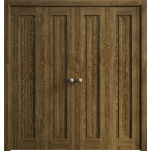 Sliding Closet Double Bi-fold Doors 72 x 80 inches | Ego 5006 Marble Oak | Sturdy Tracks Moldings Trims Hardware Set | Wood Solid Bedroom Wardrobe Doors