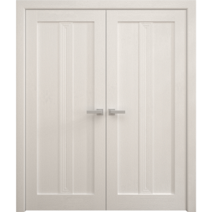 Interior Solid French Double Doors 36 x 80 inches | Ego 5006 Painted White Oak | Wood Interior Solid Panel Frame | Closet Bedroom Modern Doors