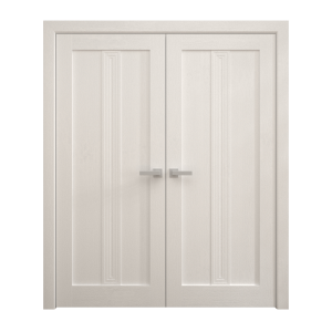 Interior Solid French Double Doors 36 x 80 inches | Ego 5006 Painted White Oak | Wood Interior Solid Panel Frame | Closet Bedroom Modern Doors