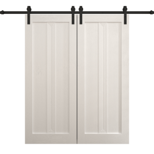 Modern Double Barn Door 36 x 80 inches | Ego 5006 Painted White Oak | 13FT Rail Track Set | Solid Panel Interior Doors