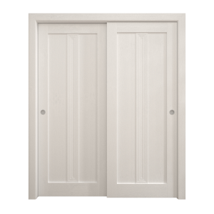 Sliding Closet Bypass Doors 36 x 80 inches | Ego 5006 Painted White Oak | Rails Hardware Set | Wood Solid Bedroom Wardrobe Doors