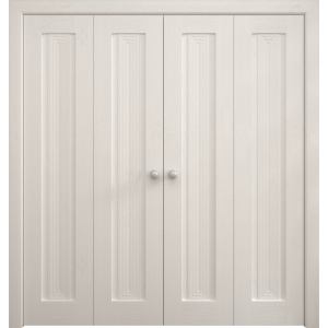 Sliding Closet Double Bi-fold Doors 72 x 80 inches | Ego 5006 Painted White Oak | Sturdy Tracks Moldings Trims Hardware Set | Wood Solid Bedroom Wardrobe Doors