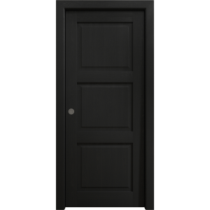 Sliding Pocket Door 18 x 84 inches | Ego 5010 Painted Black Oak | Kit Rail Hardware | Solid Wood Interior Bedroom Modern Doors