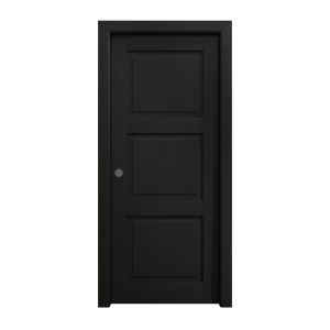 Sliding Pocket Door 18 x 84 inches | Ego 5010 Painted Black Oak | Kit Rail Hardware | Solid Wood Interior Bedroom Modern Doors