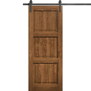 Modern Barn Door 18 x 80 inches | Ego 5010 Cognac Oak | 6.6FT Rail Track Heavy Hardware Set | Solid Panel Interior Doors