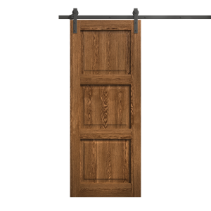 Modern Barn Door 18 x 80 inches | Ego 5010 Cognac Oak | 6.6FT Rail Track Heavy Hardware Set | Solid Panel Interior Doors