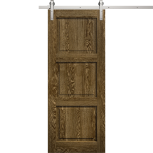 Modern Barn Door 18 x 80 inches | Ego 5010 Marble Oak | 6.6FT Silver Rail Track Heavy Hardware Set | Solid Panel Interior Doors