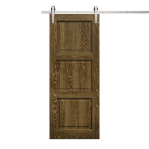 Modern Barn Door 18 x 80 inches | Ego 5010 Marble Oak | 6.6FT Silver Rail Track Heavy Hardware Set | Solid Panel Interior Doors