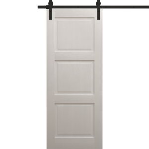 Modern Barn Door 18 x 80 inches | Ego 5010 Painted White Oak | 6.6FT Rail Track Heavy Hardware Set | Solid Panel Interior Doors