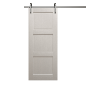 Modern Barn Door 18 x 80 inches | Ego 5010 Painted White Oak | 6.6FT Silver Rail Track Heavy Hardware Set | Solid Panel Interior Doors