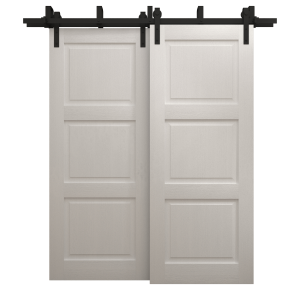 Sliding Closet Barn Bypass Doors 36 x 80 inches | Ego 5010 Painted White Oak | Modern 6.6ft Rails Hardware Set | Wood Solid Bedroom Wardrobe Doors