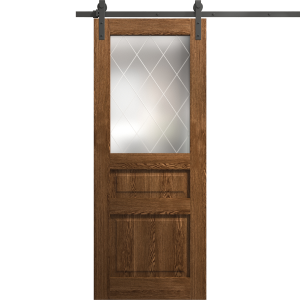 Modern Barn Door 18 x 80 inches | Ego 5011 Cognac Oak | 6.6FT Rail Track Heavy Hardware Set | Solid Panel Interior Doors