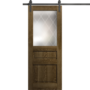 Modern Barn Door 18 x 80 inches | Ego 5011 Marble Oak | 6.6FT Rail Track Heavy Hardware Set | Solid Panel Interior Doors