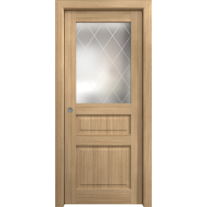 Sliding Pocket Door 18 x 84 inches | Ego 5011 Natural Oak | Kit Rail Hardware | Solid Wood Interior Bedroom Modern Doors