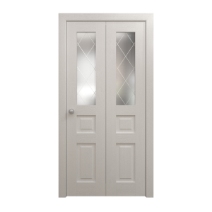 Sliding Closet Bi-fold Doors 36 x 80 inches | Ego 5011 Painted White Oak | Sturdy Tracks Moldings Trims Hardware Set | Wood Solid Bedroom Wardrobe Doors