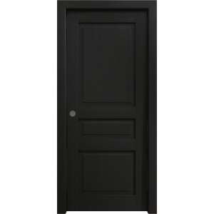 Sliding Pocket Door 18 x 84 inches | Ego 5012 Painted Black Oak | Kit Rail Hardware | Solid Wood Interior Bedroom Modern Doors