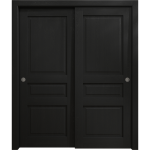 Sliding Closet Bypass Doors 36 x 80 inches | Ego 5012 Painted Black Oak | Rails Hardware Set | Wood Solid Bedroom Wardrobe Doors