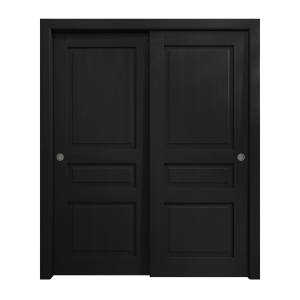 Sliding Closet Bypass Doors 36 x 80 inches | Ego 5012 Painted Black Oak | Rails Hardware Set | Wood Solid Bedroom Wardrobe Doors