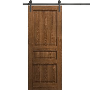 Modern Barn Door 18 x 80 inches | Ego 5012 Cognac Oak | 6.6FT Rail Track Heavy Hardware Set | Solid Panel Interior Doors