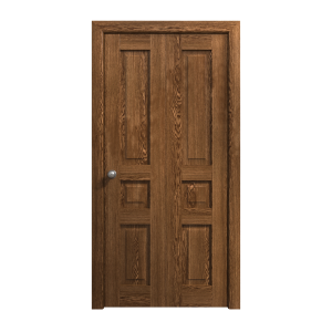 Sliding Closet Bi-fold Doors 36 x 80 inches | Ego 5012 Cognac Oak | Sturdy Tracks Moldings Trims Hardware Set | Wood Solid Bedroom Wardrobe Doors