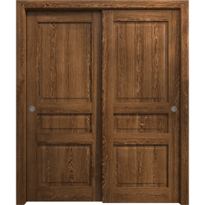 Sliding Closet Bypass Doors 36 x 80 inches | Ego 5012 Cognac Oak | Rails Hardware Set | Wood Solid Bedroom Wardrobe Doors