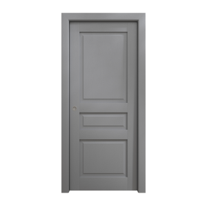 Sliding Pocket Door 18 x 84 inches | Ego 5012 Painted Grey Oak | Kit Rail Hardware | Solid Wood Interior Bedroom Modern Doors