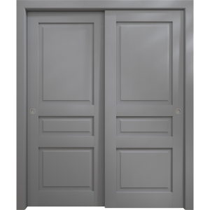 Sliding Closet Bypass Doors 36 x 80 inches | Ego 5012 Painted Grey Oak | Rails Hardware Set | Wood Solid Bedroom Wardrobe Doors