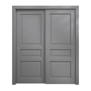 Sliding Closet Bypass Doors 36 x 80 inches | Ego 5012 Painted Grey Oak | Rails Hardware Set | Wood Solid Bedroom Wardrobe Doors