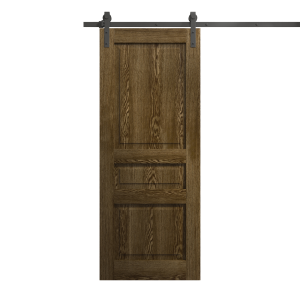 Modern Barn Door 18 x 80 inches | Ego 5012 Marble Oak | 6.6FT Rail Track Heavy Hardware Set | Solid Panel Interior Doors